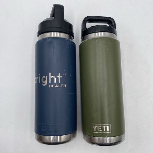 Yeti Other - Lot Of 2 YETI Rambler Water Bottle Green Blue 26oz Insulated SEE PICS